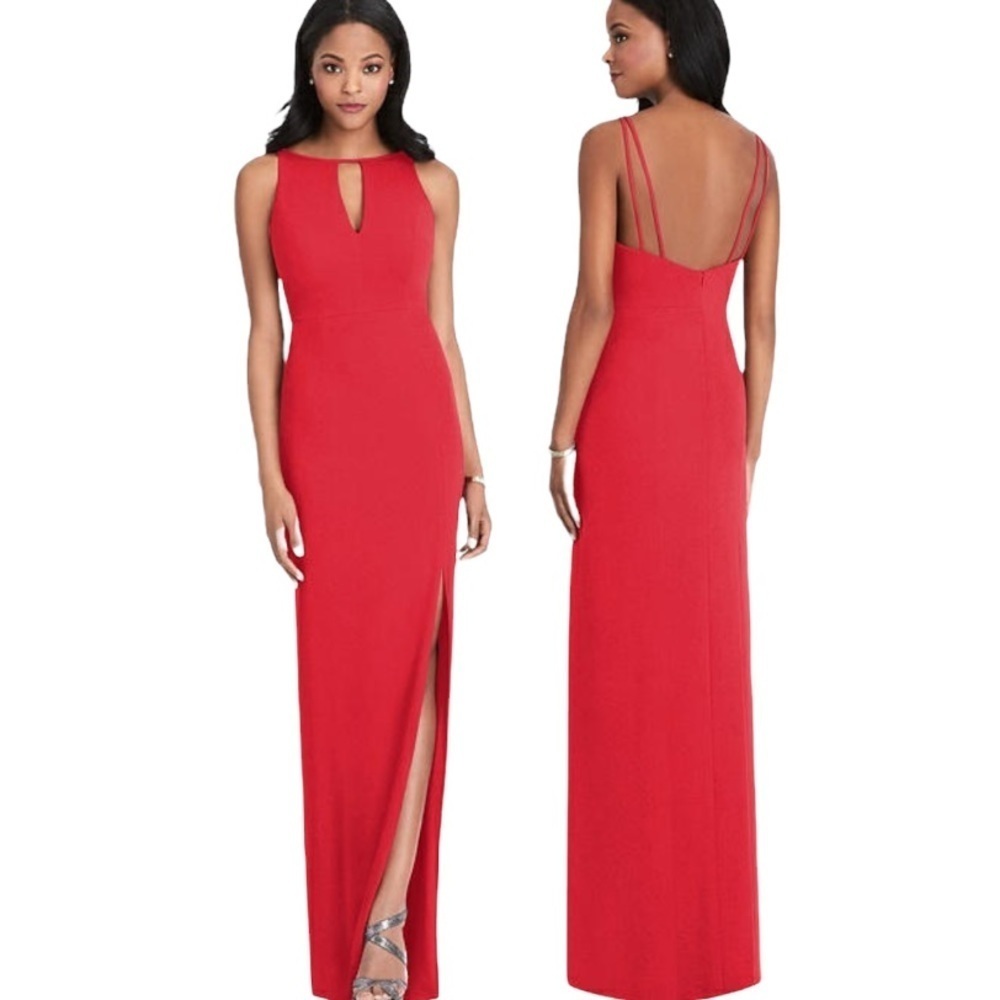 NEW Dessy After Six Keyhole Long Dress Red Sz L
